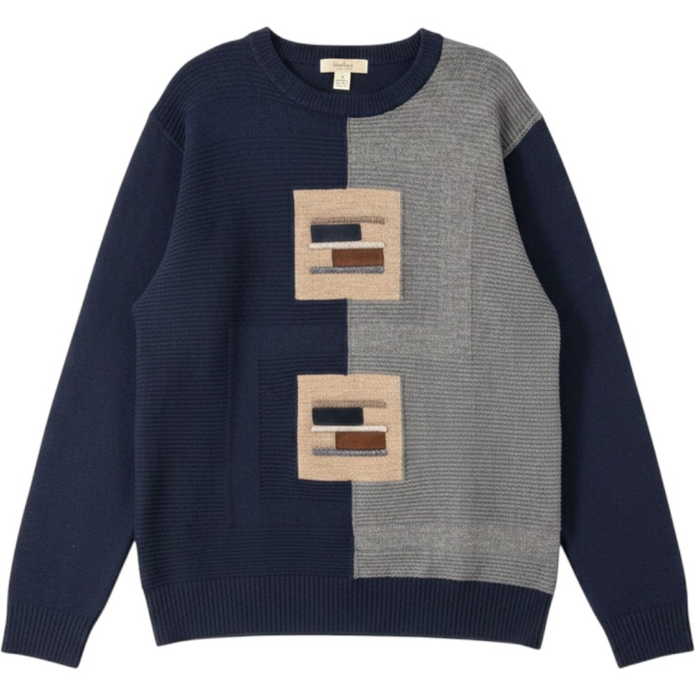 Vintage 90s Turnbury Merino Wool Colorblock Sweater Men's L Grandpacore EUC